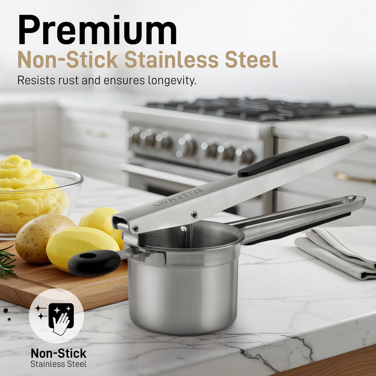 Bellemain dishwasher-safe ricer cleans quickly for busy home cooks.