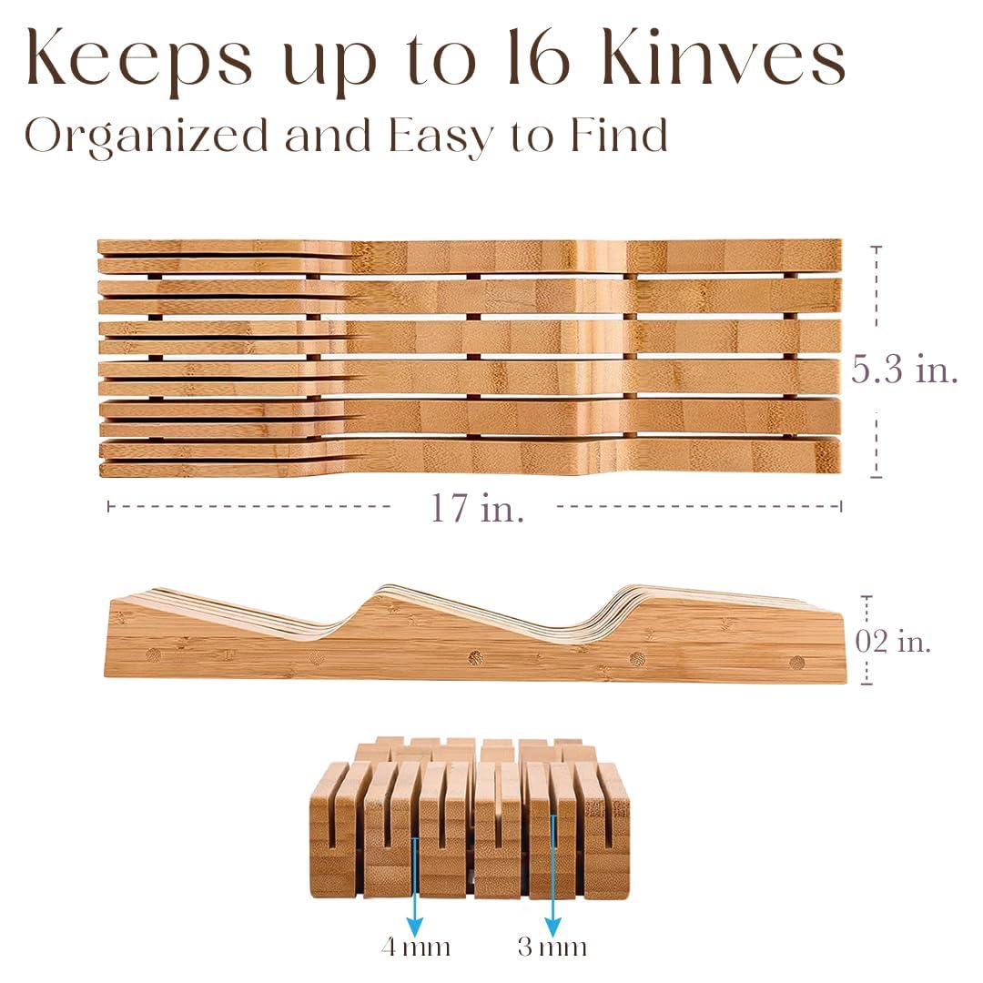 Eco-friendly bamboo knife organizer by Bellemain for organized drawers