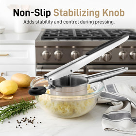 Bellemain ergonomic grip reduces hand strain during long mashing sessions.