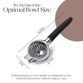 Bellemain ergonomic handles reduce hand strain during juicing.