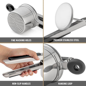 Bellemain fine-mash holes deliver ultra-smooth potatoes and fine baby-food texture.