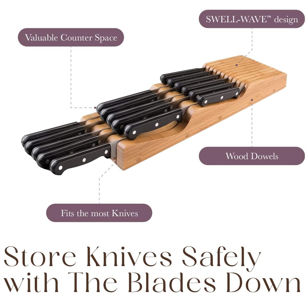 Bellemain knives-down drawer block showing blades tucked safely