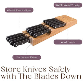 Bellemain knives-down drawer block showing blades tucked safely
