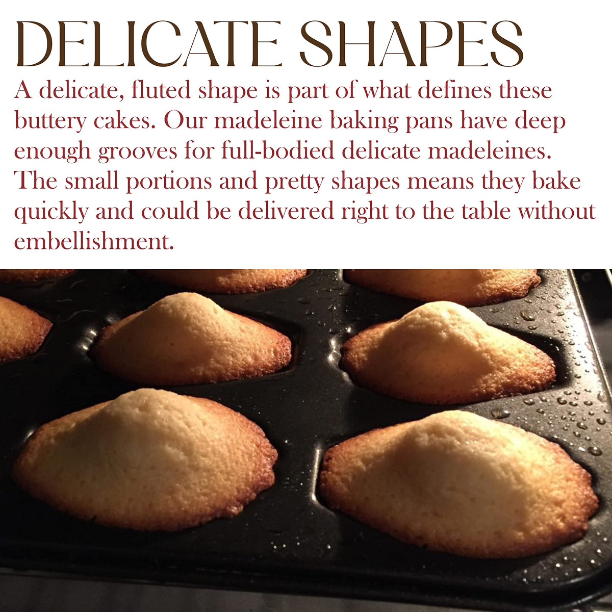 Bellemain shell-shaped cookies emerge intact with clear, defined edges.