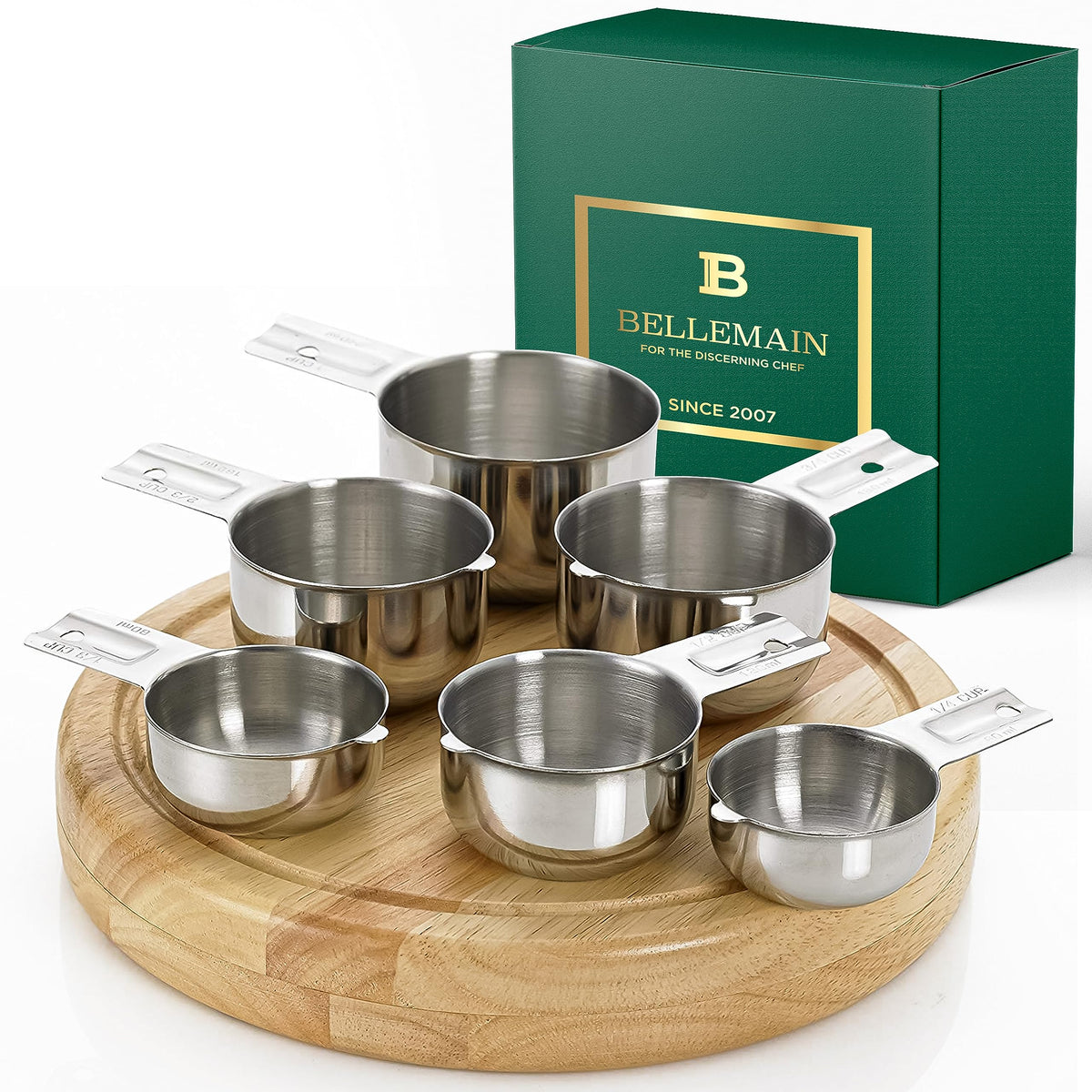 Bellemain 6-piece nesting measuring cups shown nested for compact storage
