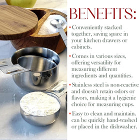 Bellemain cups measure both dry and liquid ingredients in ml and oz