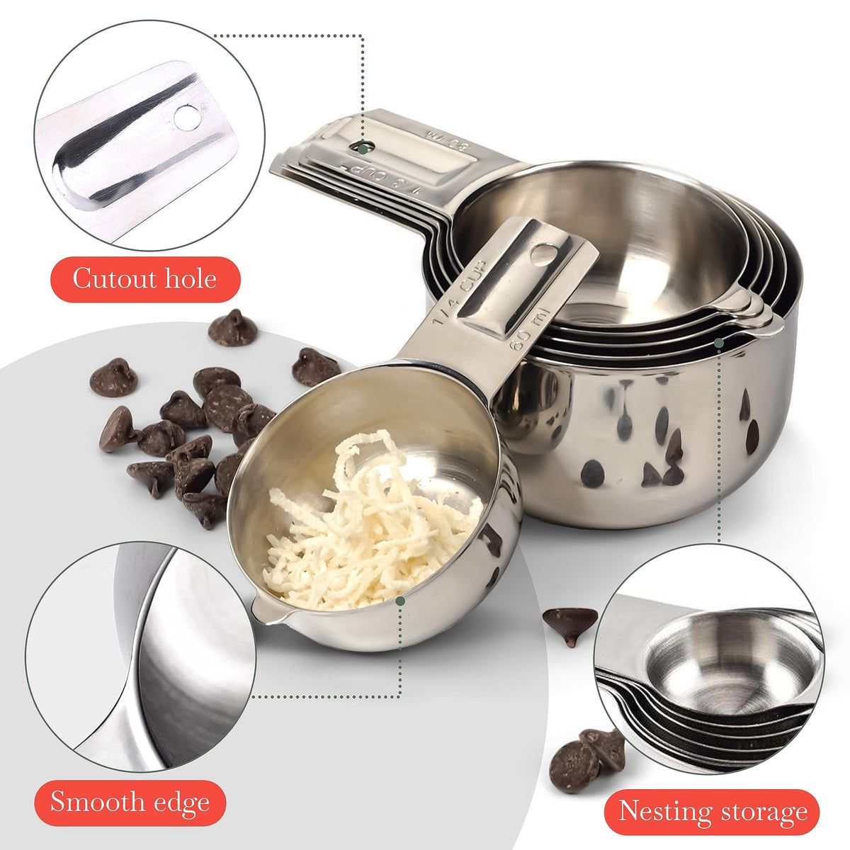 Bellemain one-piece stainless steel measuring cups for durable, rust-resistant performance
