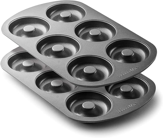 Bellemain Premiere donut pan with six molds for versatile donut and bagel baking.
