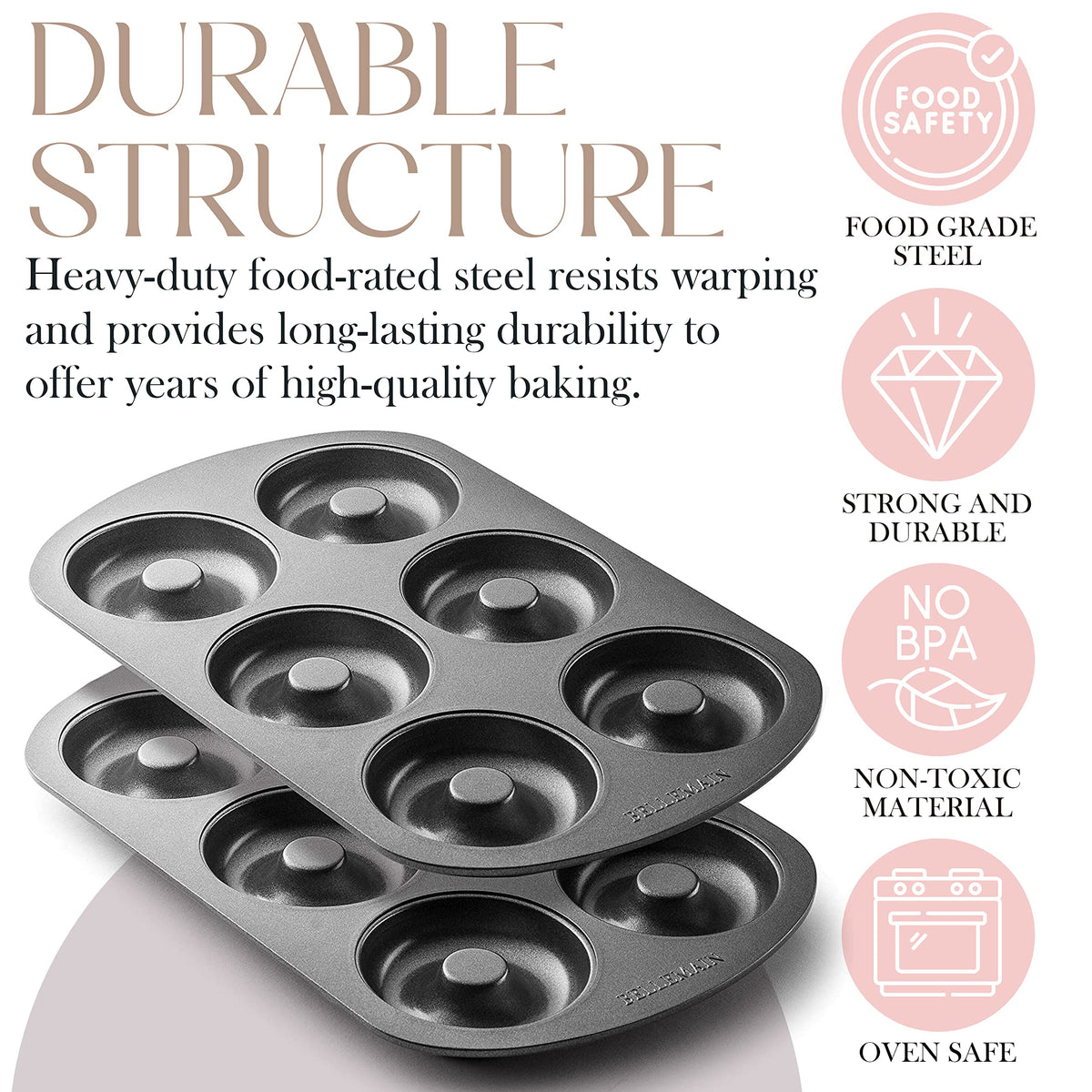 Bellemain Premiere six-mold design enables donut, bagel, and treat variety.