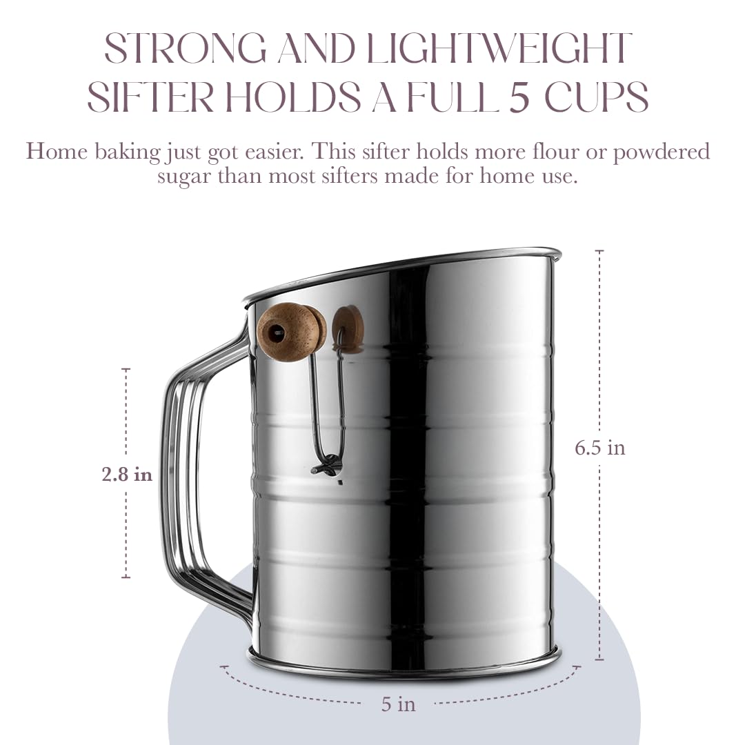 Bellemain fine-mesh sifter ensuring lump-free flour and sugar sifting.