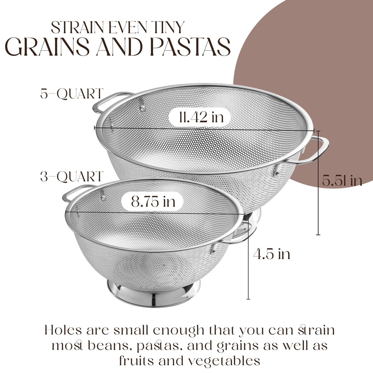 Bellemain stainless steel colander, dishwasher safe, built to last in busy kitchens.