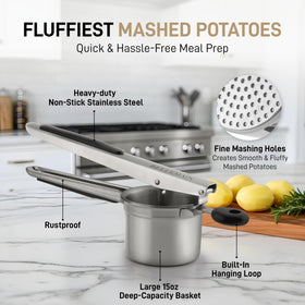 Bellemain ricer stainless steel handle offers comfortable grip for easy pressing.