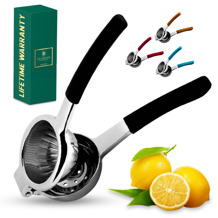 Bellemain stainless steel lemon squeezer ready for fresh juice.