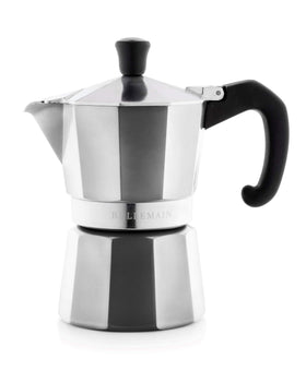 Bellemain stovetop espresso maker, 3-cup capacity, quick home brewing.