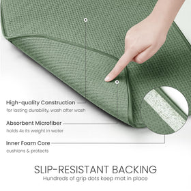 Bellemain XL dish mat folds for easy storage with quick-dry tag.
