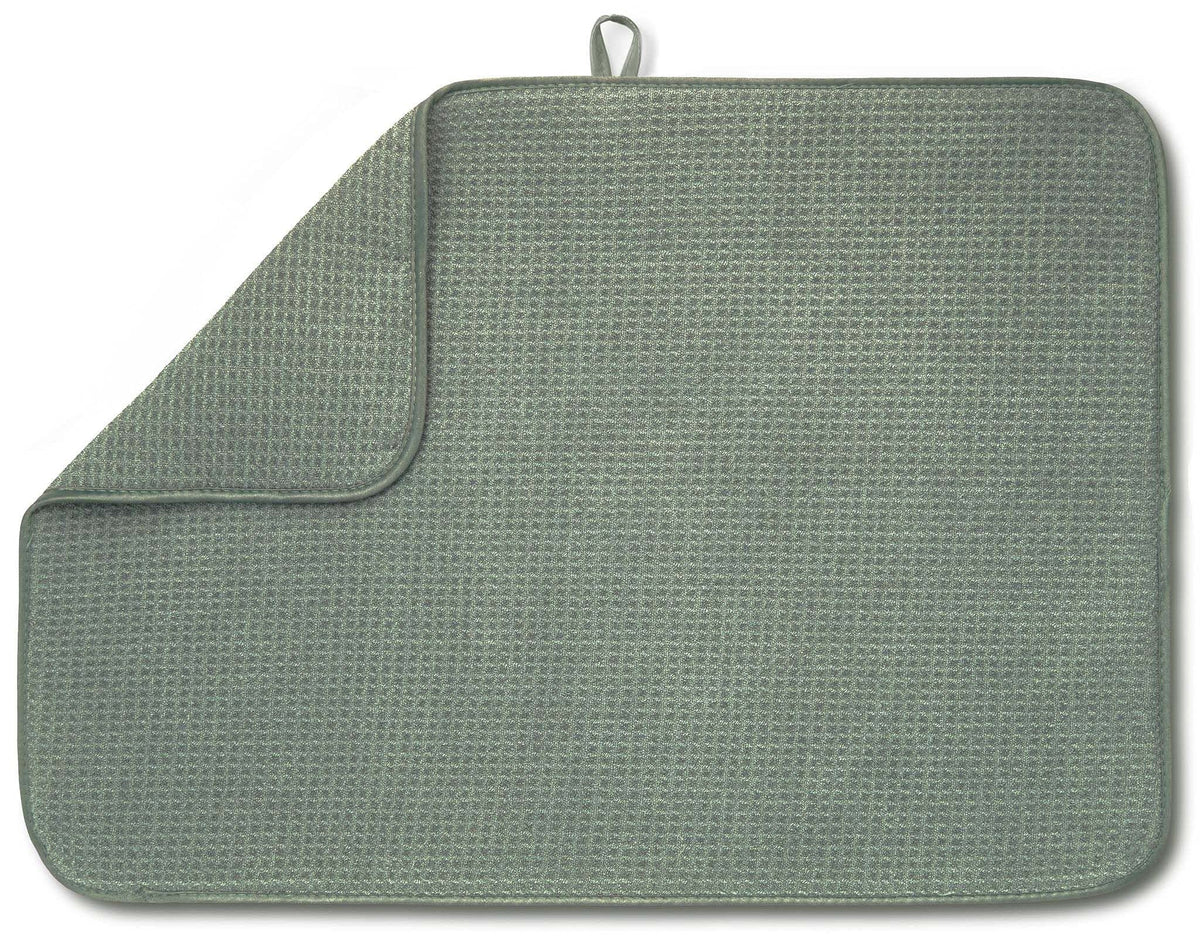 Bellemain XL dish mat demonstrates spacious capacity for a full sink of dishes.