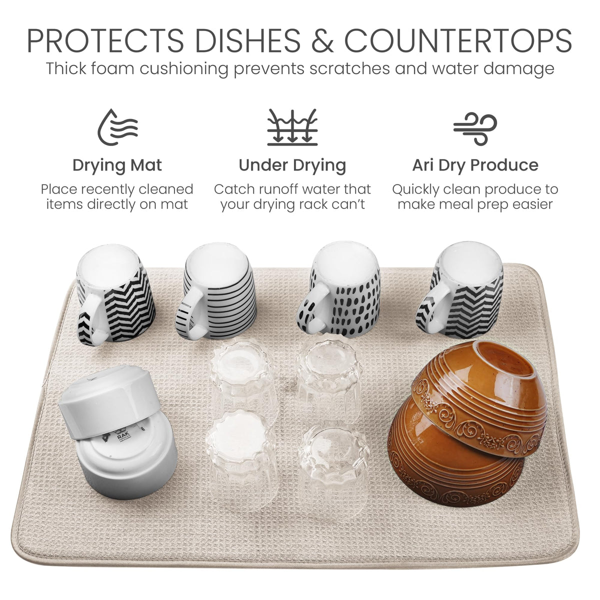 Bellemain XL dish mat features quick-dry tag for storage