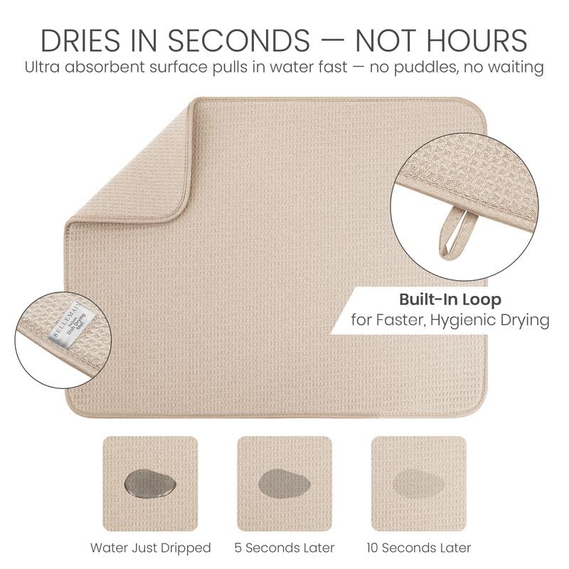 Bellemain XL dish mat protects delicate glassware on counters