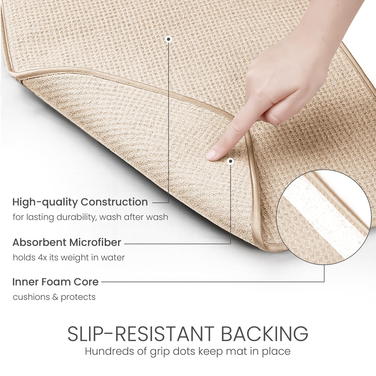 Bellemain XL dish mat shows washable core and easy cleaning