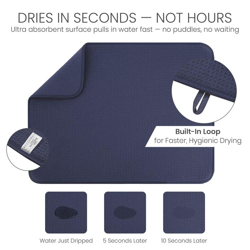 Bellemain XL dish mat protects antique glassware and kitchen counters.