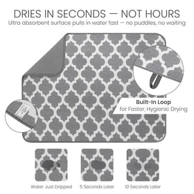 Bellemain XL dish mat protects countertops while drying delicate glassware.