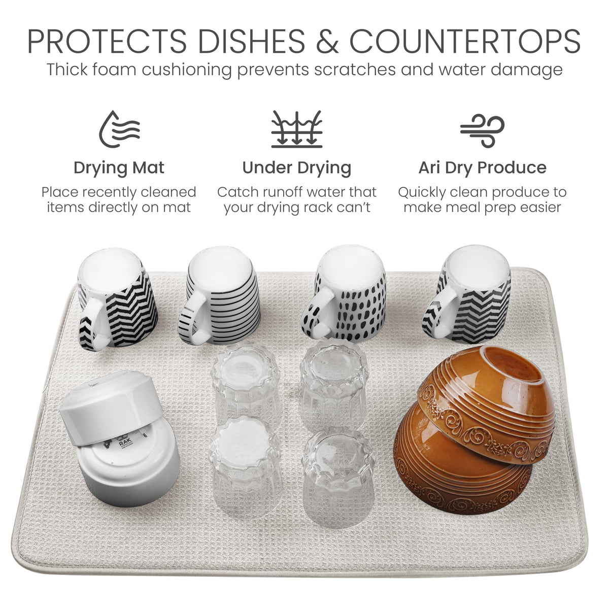 Bellemain XL dish mat fold-and-store feature enables easy drawer storage after use