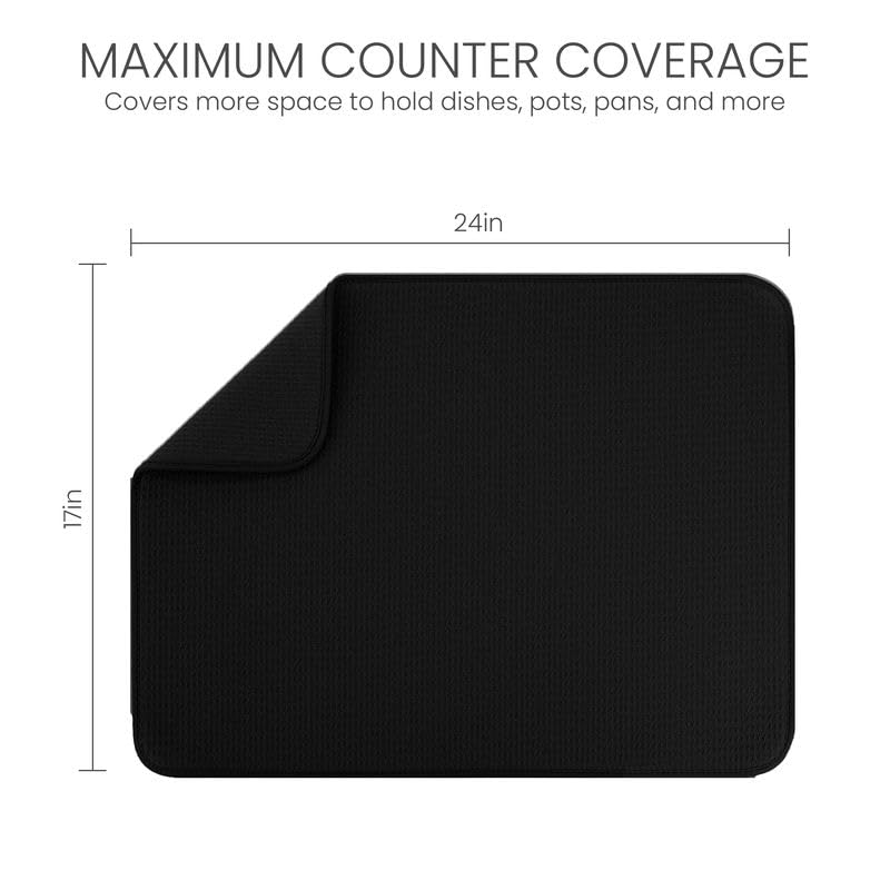 Foldable for compact storage when the counter drying mat is not in use.