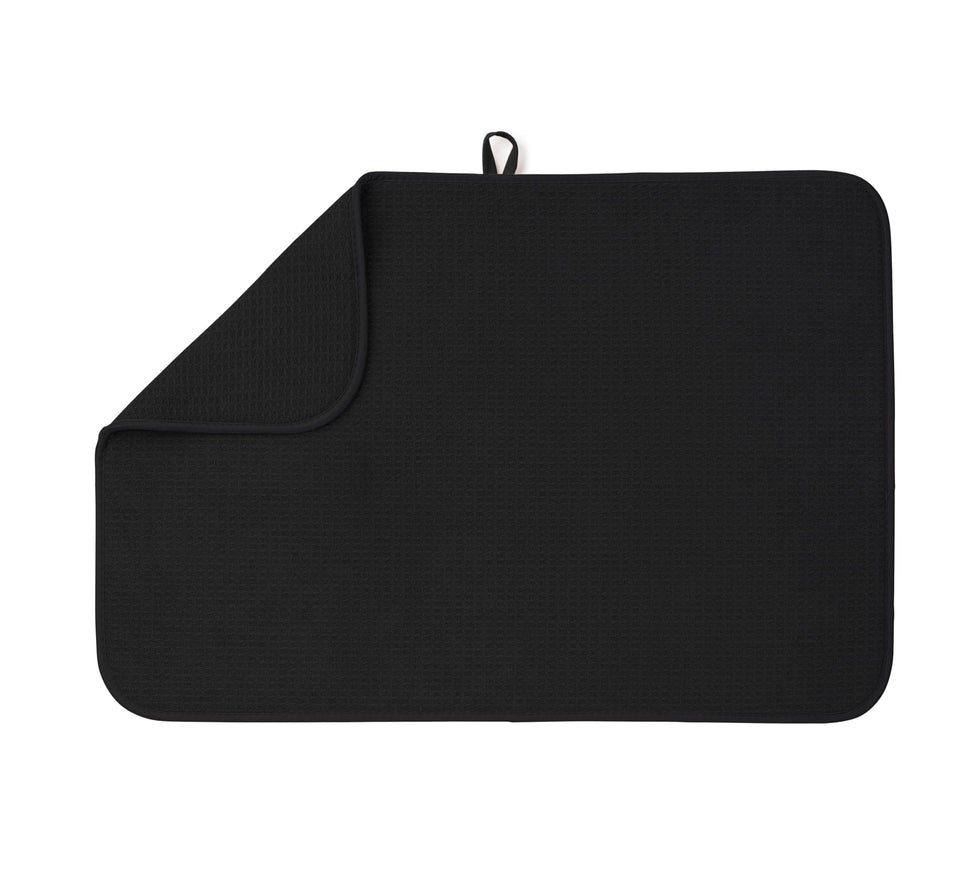 Bellemain XL dish mat demonstrates full sink fit for large pots and pans.
