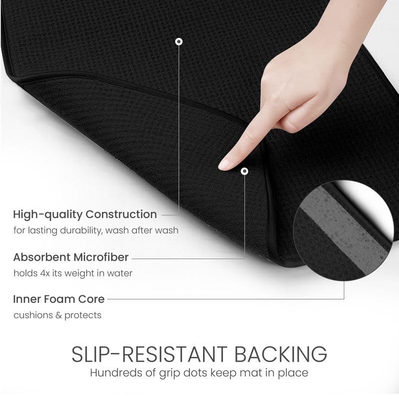 Bellemain dish mat with honeycomb weave boosts absorption and quick drying.