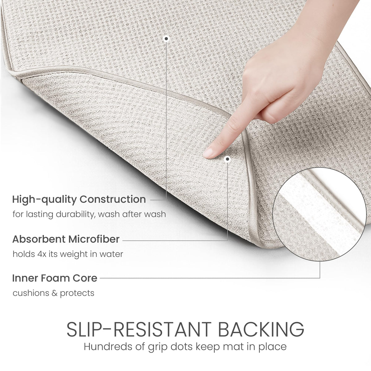 Bellemain XL dish mat protecting glassware and counters during busy dish days