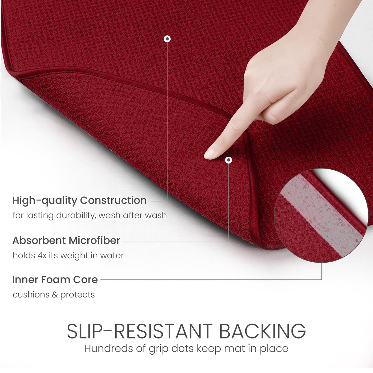 Bellemain XL dish mat washable microfiber core stays fresh and resists odors after washing