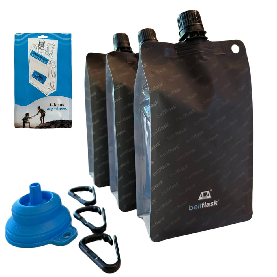 BellFlask 15oz bottle with side gussets for expandable capacity on the go.
