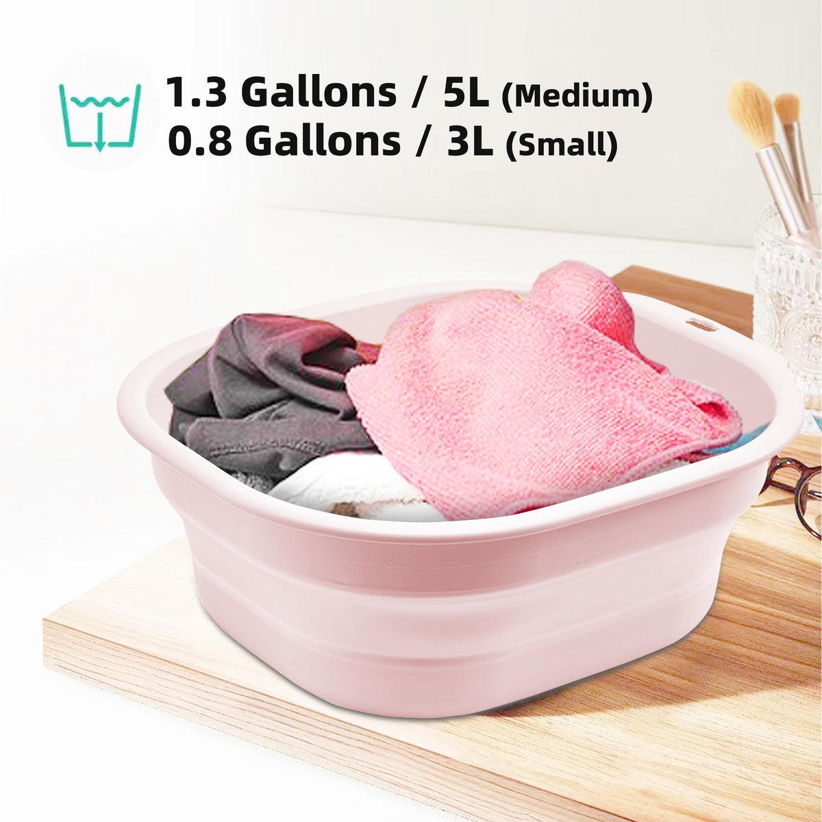 Bellglee foldable wash basin folded height 1.5 inches for easy storage.
