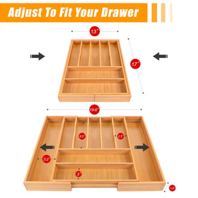 Bellsal bamboo organizer installed in a drawer to show slim profile and space.