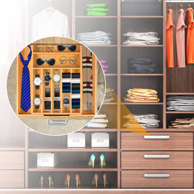 Bellsal organizer used in office or bathroom drawers for organized storage.