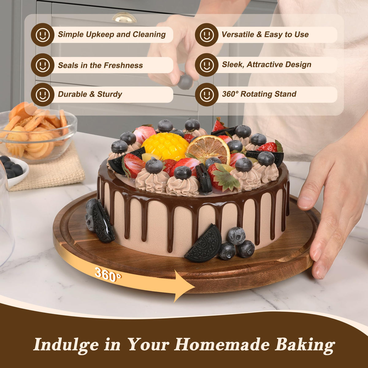 Bellsal dome lid made of acrylic protects pastries while staying clear