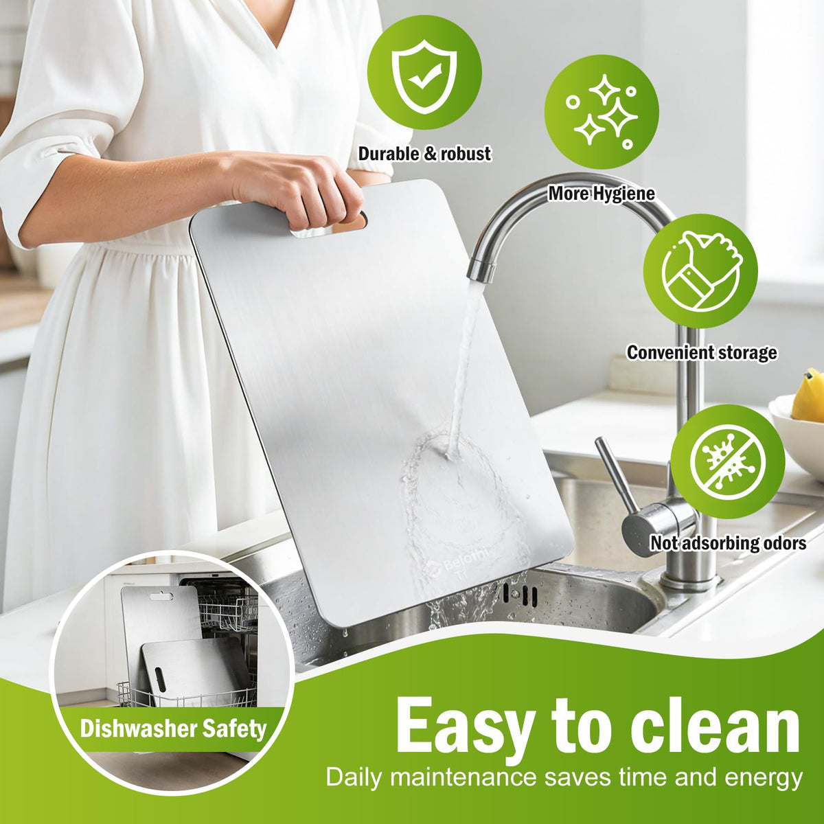 Belothi titanium cutting board dishwasher-safe for effortless cleanup