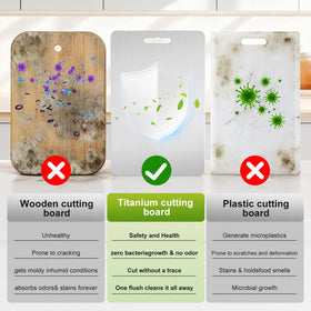 Belothi titanium cutting board meat-separation side for safer prep
