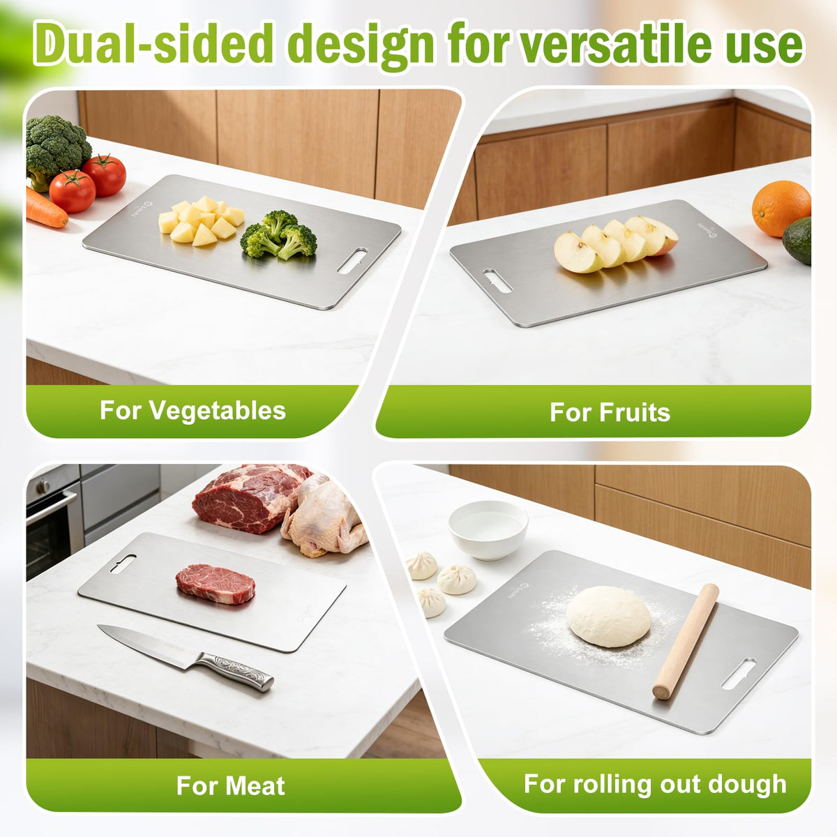 Belothi titanium cutting board non-porous surface prevents odors and leaks