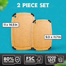Belwares juice groove cutting board keeps liquids contained for cleaner counters.