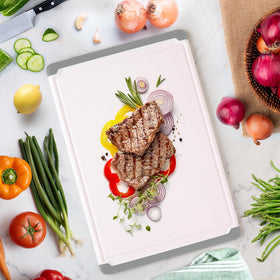 Belwares cutting board with smooth edges protects counters.