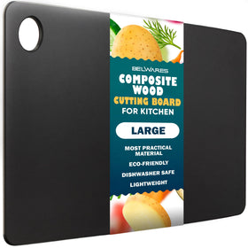 Belwares dishwasher-safe cutting board in slate black for effortless cleanup.