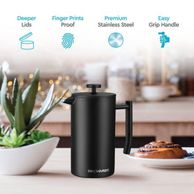 Belwares French Press 34 Oz easy to use design ideal for quick brewing.
