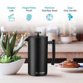 Belwares French Press easy-grip handle and clean pour spout for daily use.