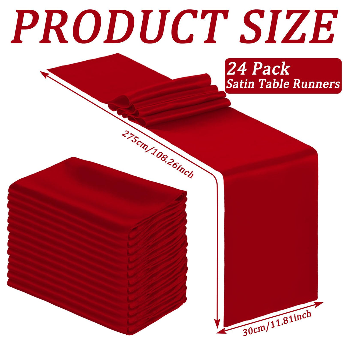 Bencailor red satin table runner ironing setup demonstrating wrinkle-free finish.