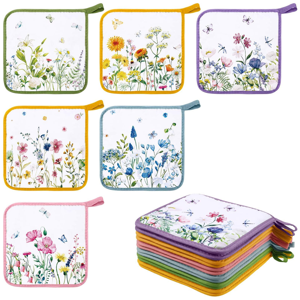 Bencailor watercolor floral pot holders pack for everyday kitchen use.