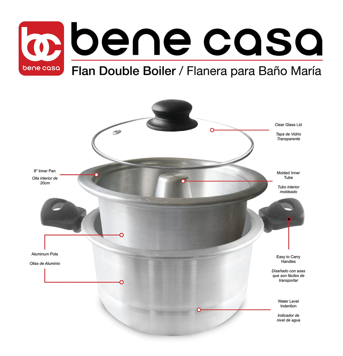 Bene Casa aluminum inner pan 8-inch ideal for consistent heating.