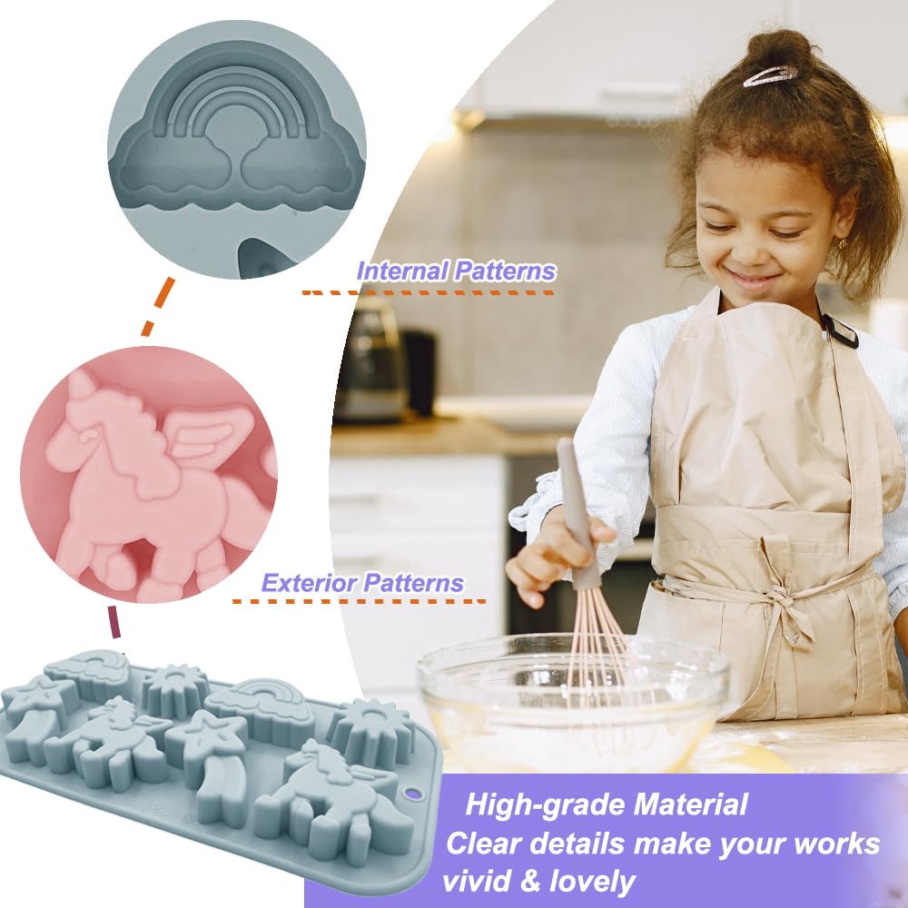 BENEKIY unicorn molds 8-cavity sun-theme for sunny dessert toppers.