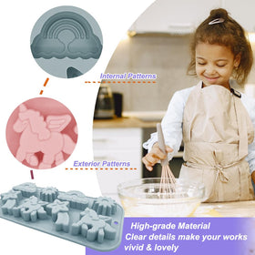 BENEKIY unicorn molds 8-cavity sun-theme for sunny dessert toppers.