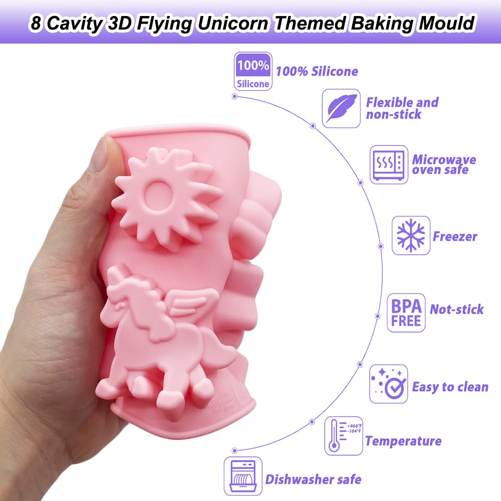 BENEKIY unicorn molds 8-cavity chocolate dessert molds for treats.